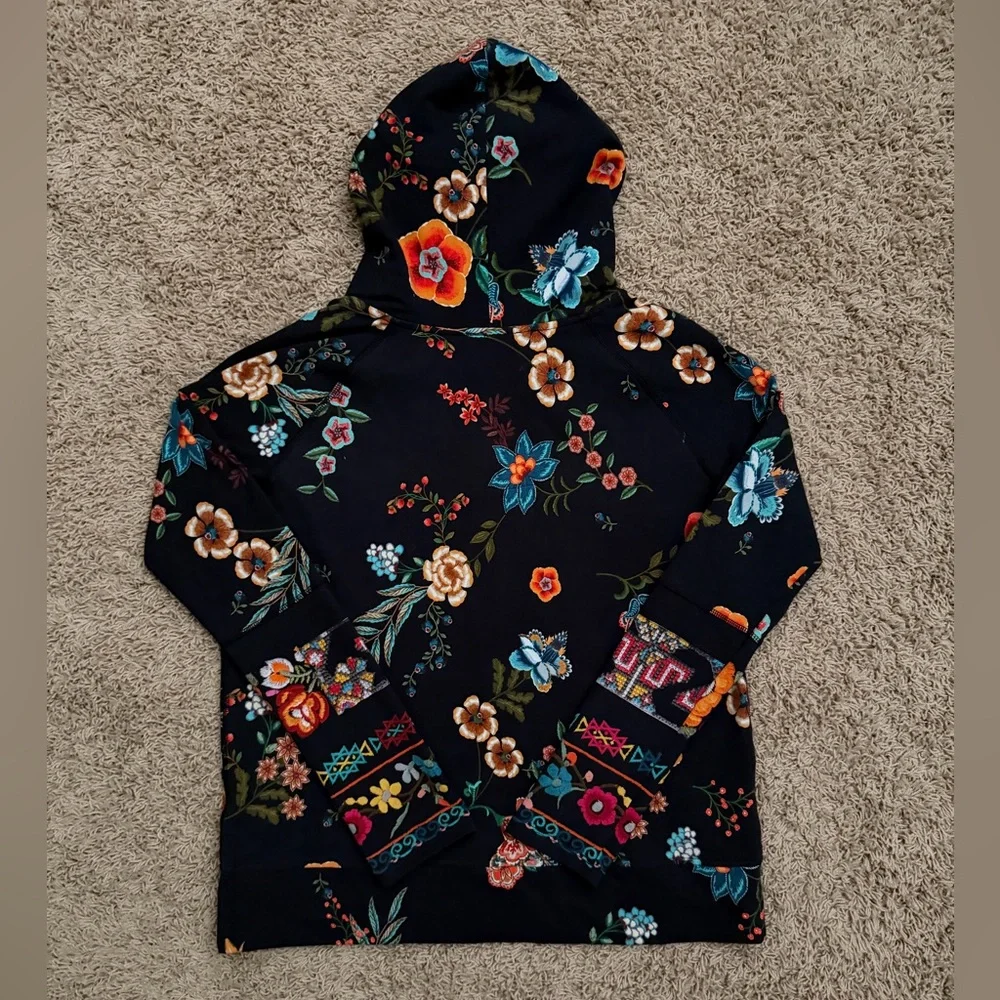 JOHNNY WAS Hoodie Sweatshirt Women Small Ardell Floral Boho Pockets - Picture 3 of 4